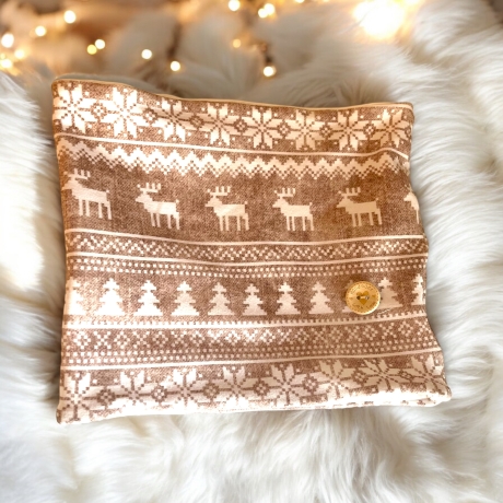 Mütze Loop Set Mädchen Norweger Muster weiß beige Mütze Jersey