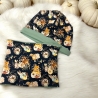 Mütze und Loop Set Kinder Waldtiere Kürbisse Mütze Jersey Schal