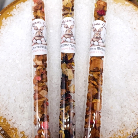 Ostergeschenk Tee – Reagenzglas mit duftendem Tee, Hoppelhasen 