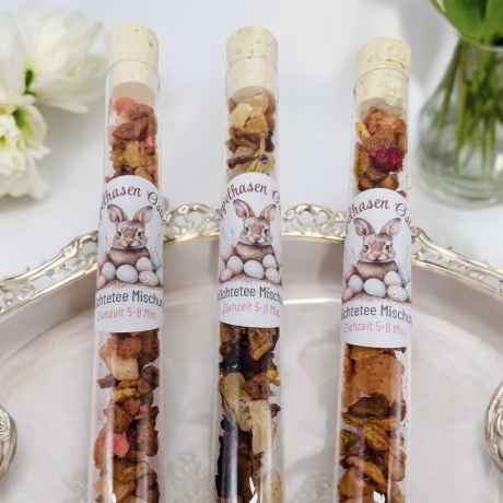 Ostergeschenk Tee – Reagenzglas mit duftendem Tee, Hoppelhasen 