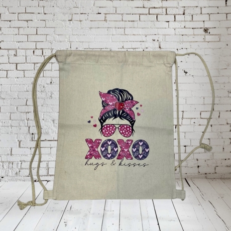 Rucksack Turnbeutel Stoffbeutel hugs & kisses XOXO
