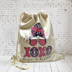 Rucksack Turnbeutel Stoffbeutel hugs & kisses XOXO
