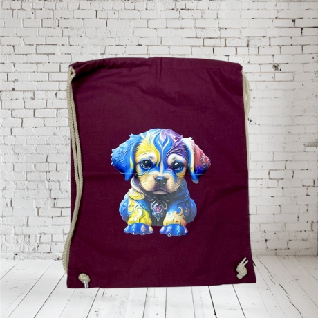 Rucksack Turnbeutel Stoffbeutel Hund Bordeaux