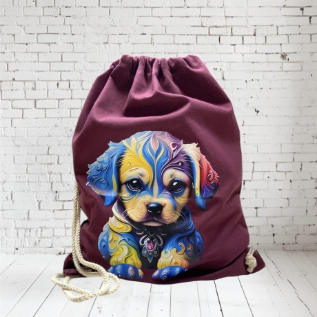Rucksack Turnbeutel Stoffbeutel Hund Bordeaux