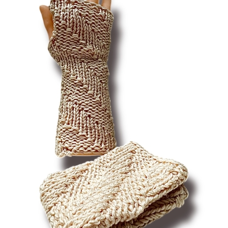 Handgestrickte Arm Stulpen „Alura“ – Seide, Wolle & Kaschmir