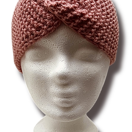 Handgestricktes Stirnband „Amarina“ aus Merinowolle – Altrosa