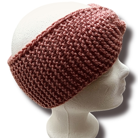 Handgestricktes Stirnband „Amarina“ aus Merinowolle – Altrosa