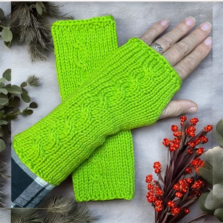 Handgestrickte Armstulpen aus Seide, Wolle & Kaschmir – Unikat