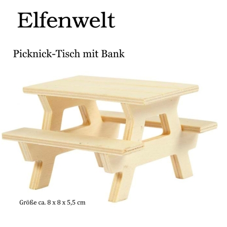 Elfenwelt Picknick-Tisch Minimöbel Elfenlandschaft Fairy Garden 