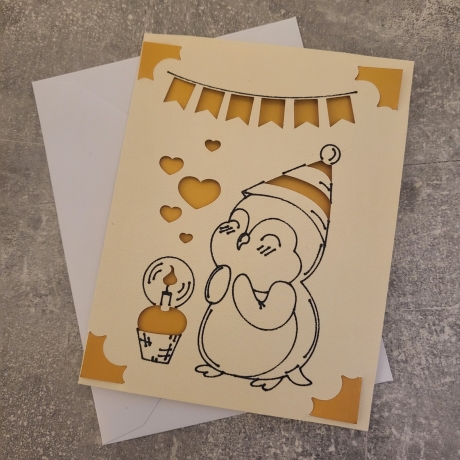 Pinguin mit Party Hut, Geburtstagskarte, Geburtstag 