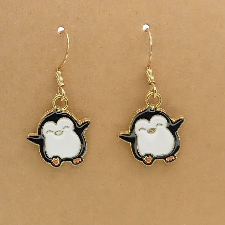 Pinguin Ohrringe Emaille Edelstahl Ohrhänger