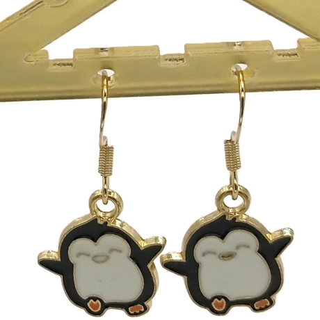 Pinguin Ohrringe Emaille Edelstahl Ohrhänger