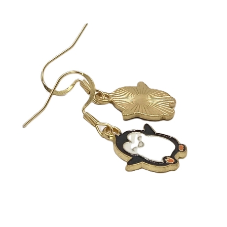 Pinguin Ohrringe Emaille Edelstahl Ohrhänger