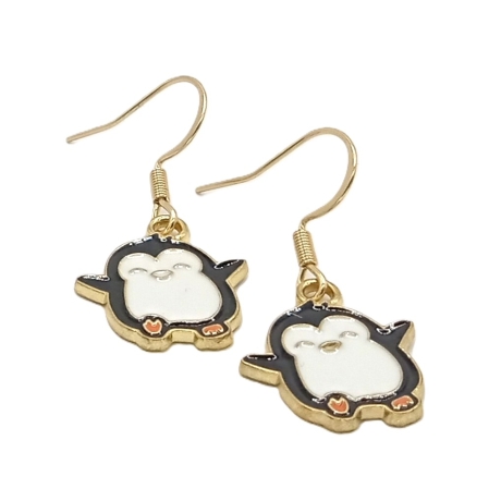 Pinguin Ohrringe Emaille Edelstahl Ohrhänger