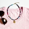 Boho Halskette aus buntem Achat mit Sonne Anhänger