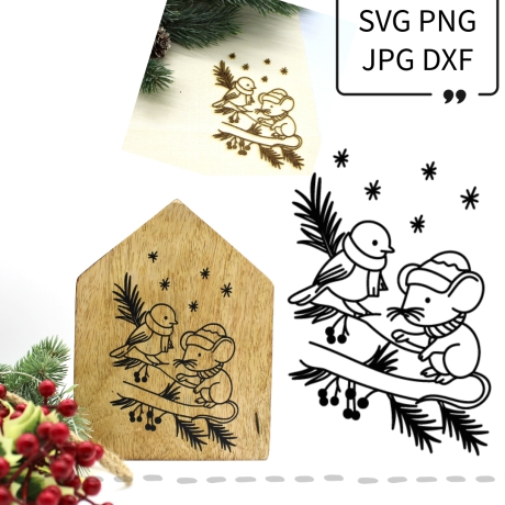 Plotterdatei Laserdatei Spatz und Maus