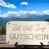 Holzkarte für Gutschein / Zeit statt Zeug