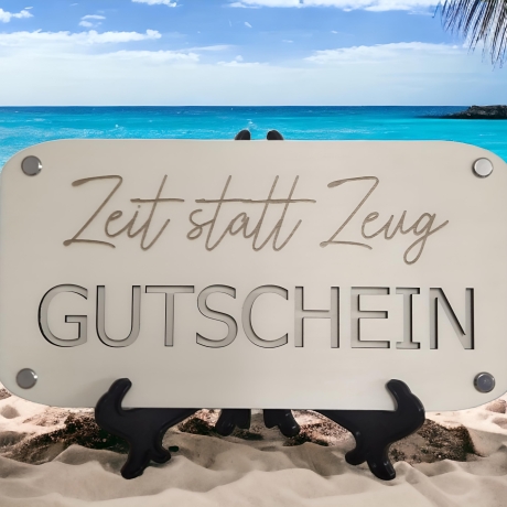 Holzkarte für Gutschein / Zeit statt Zeug