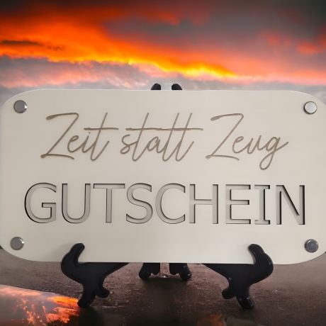 Holzkarte für Gutschein / Zeit statt Zeug