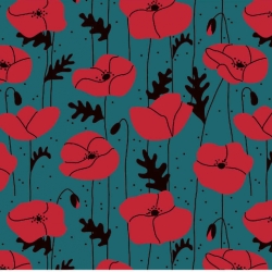 VORBESTELLUNG Poppies petrol Modal Lillestoff