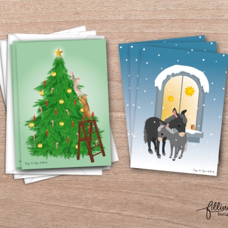 Weihnachtsgrußkarten-Set, Klappkarte/Grußkarte, weihnachtlich