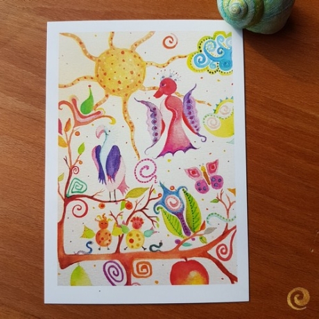 Postkarte Bunte Vögel