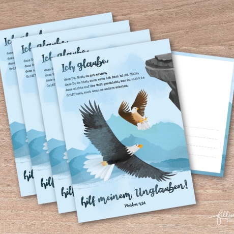 christliche Postkarte 5er-Set | Glaube | Unglaube | Adler