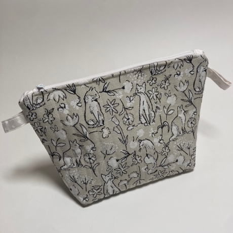 Kosmetiktasche Katzen Beige gesteppt | Kulturbeutel