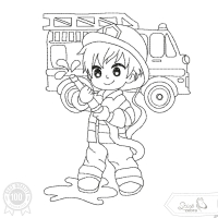 Feuerwehr Stickdatei –Ausmalmotiv für Kinder & kreative Regentage