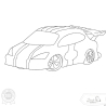 Rennauto Stickdatei Ausmalmotiv für Kinder & kreative Nähprojekte