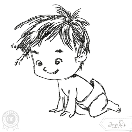 Baby Stickdatei – Krabbelndes Baby für verspielte Stickprojekte