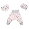 3-tlg Baby Pumphosen-Mütze-Tuch Set Erstlingsoutfit Zarte Rosen 