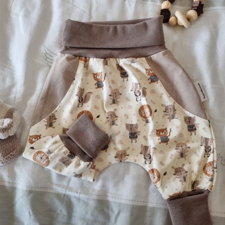 Mitwachshose, Pumphose Waldtiere, Gr. 62 - 74