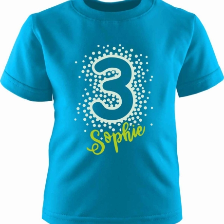 Kinder Kurzarm T-Shirt PUNKTE ZAHL personalisiert mit Name + Zahl