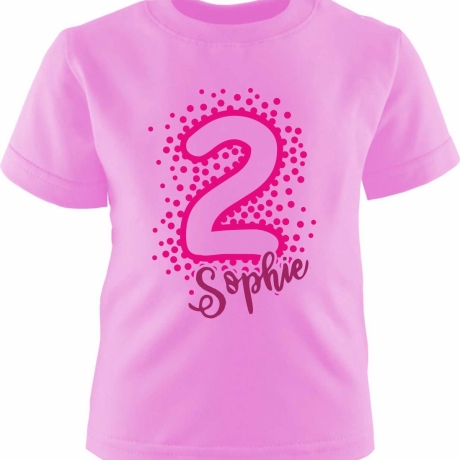 Kinder Kurzarm T-Shirt PUNKTE ZAHL personalisiert mit Name + Zahl