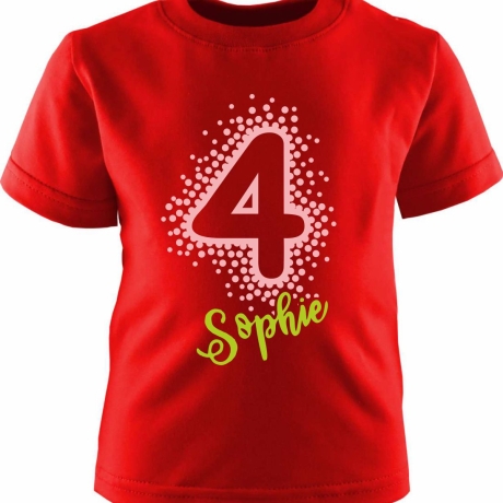 Kinder Kurzarm T-Shirt PUNKTE ZAHL personalisiert mit Name + Zahl