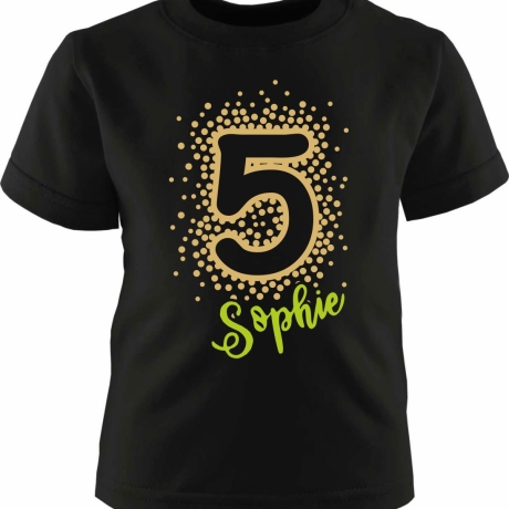 Kinder Kurzarm T-Shirt PUNKTE ZAHL personalisiert mit Name + Zahl