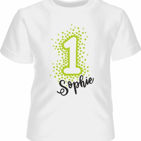 Kinder Kurzarm T-Shirt PUNKTE ZAHL personalisiert mit Name + Zahl