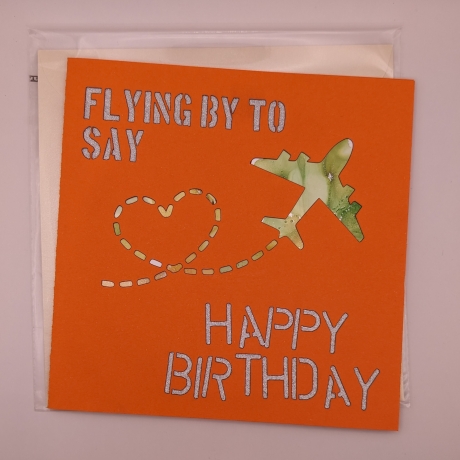 Grußkarte Happy Birthday Plane Alcohol Ink