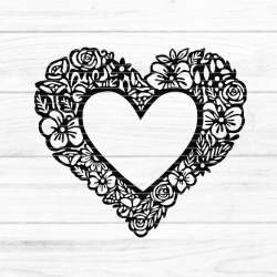 Blumenherz Rahmen Plotterdatei SVG DXF FCM Blumenherz Rahmen Plotterdatei SVG DXF FCM
