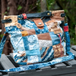 High-End Designertasche - UPCYCLING Jeans-Leder-Tasche