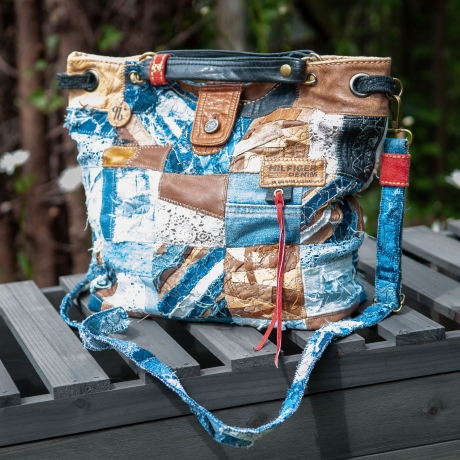 High-End Designertasche - UPCYCLING Jeans-Leder-Tasche