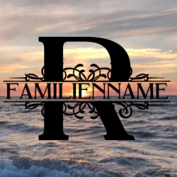 Aufkleber Monogramm R mit Familiennamen