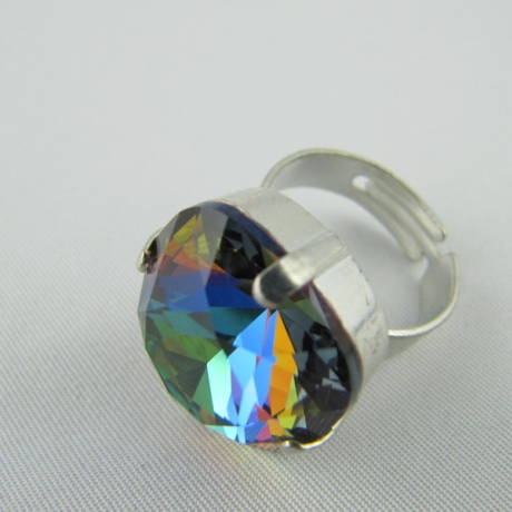 Großer Ring Crystal Sphinx  Blau / Grün (R14)