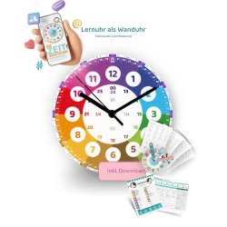 Acryl Lernuhr 20 cm – leise & inkl. Lernmaterial | rainbowatch©