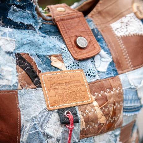 High-End Designertasche - UPCYCLING Jeans-Leder-Tasche