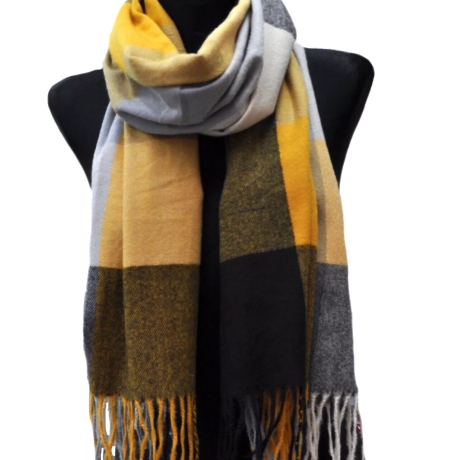 Damen-Herren-Baumwoll-Karo-Winterschal, 180x70 cm, neu