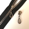 Reißverschluss Würfel schwarz-silber + Zipper  5mm Knochen-RV
