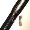 Reißverschluss Würfel schwarz-silber + Zipper  5mm Knochen-RV