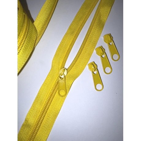Reißverschluss gelb & Zipper 5 mm Schiene Endlos-Ware